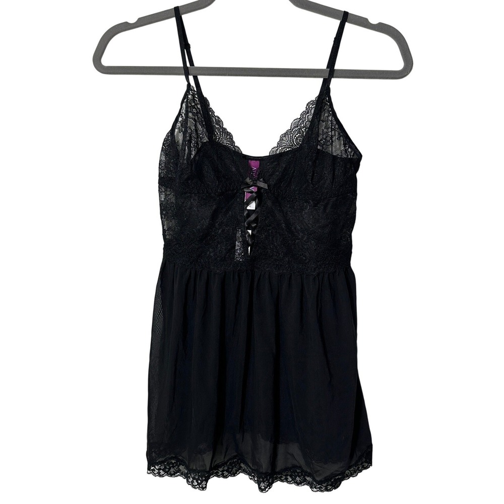 Adore Me Yolandi Black Babydoll Medium Sheer Romantic Glam‎ Lingerie Boudoir